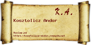 Kosztolicz Andor névjegykártya