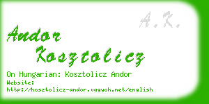 andor kosztolicz business card
